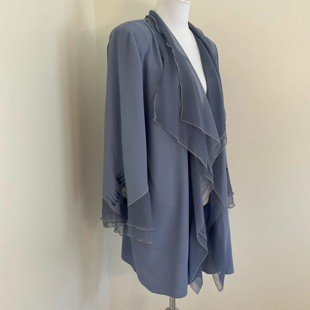Vintage Ela Designe Elegant Blue Women's Cardigan Jacket - Picture 3 of 8